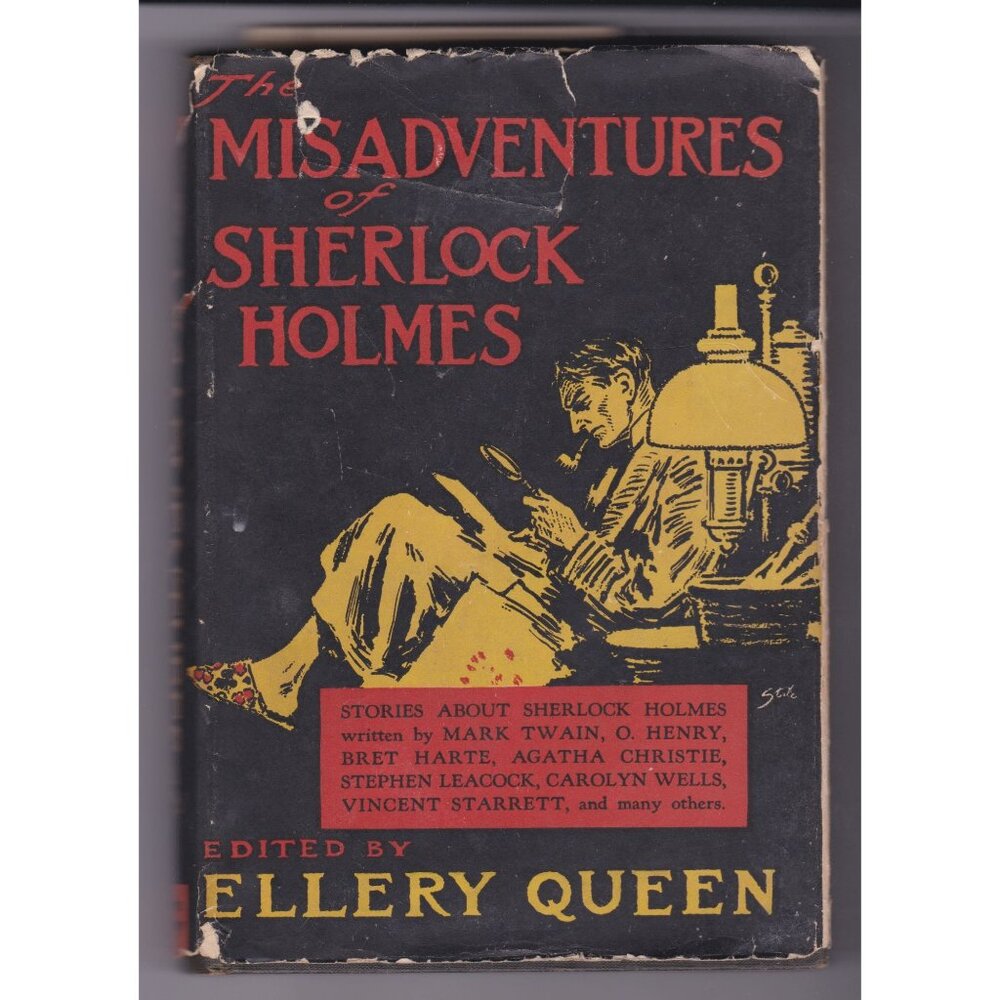 1944 Misadventures of Sherlock Holmes Ellery Queen HC DJ 1st/2nd + postcard